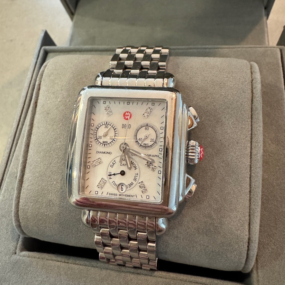 Michele Deco Diamond Stainless Steel Watch